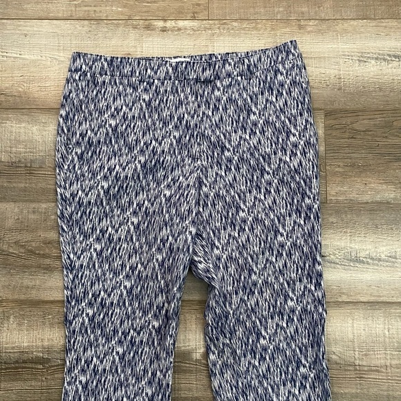 Soft Surroundings Womens 12 Blue Printed Casual Flat Front Straight Leg Pants - Picture 2 of 10